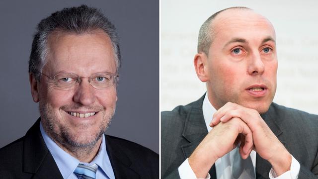 Jacques-André Maire et Manfred Bühler. [Keystone - Monika Flueckiger/Anthony Anex]