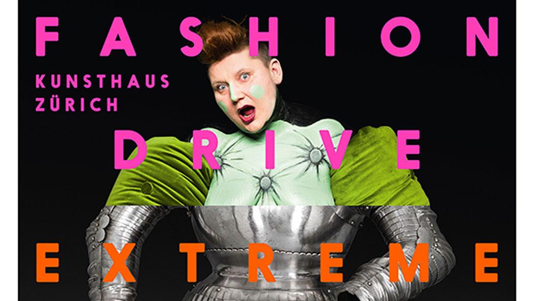 L'affiche de l'exposition "Fashion Drive. Vêtements extrêmes dans l'art". [Kunsthaus de Zurich - Wunderland]