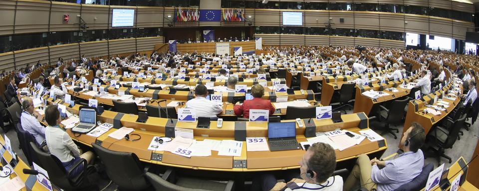 Vue sur le Parlement européen en sessions plénière jeudi. [EPA/Keystone - Olivier Hoslet]