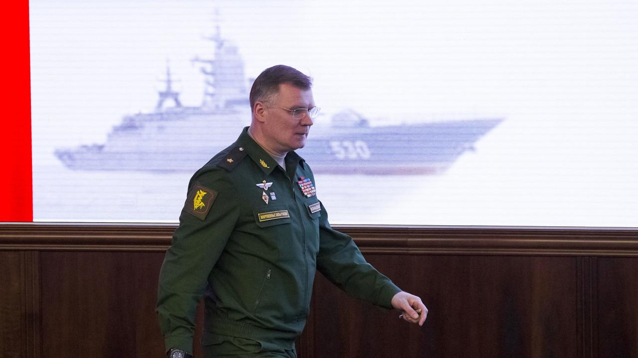 Le porte-parole du ministre russe de la Défense, Igor Konashenkov, le 13 avri 2018. [keystone - Alexander Zemlianichenko]