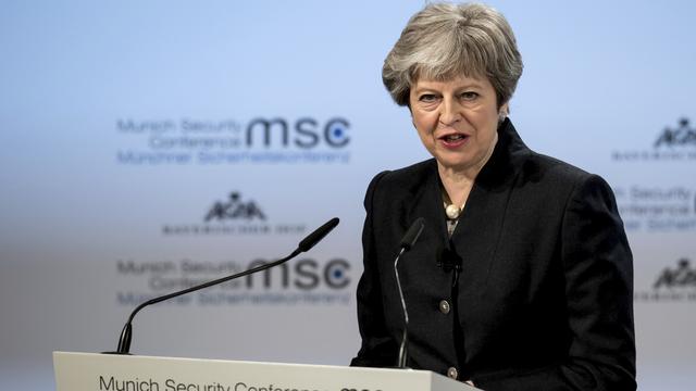 Theresa May lors de la Conférence sur la sécurité à Munich, le 17 février 2018. [DPA/AP/Keystone - Sven Hoppe]