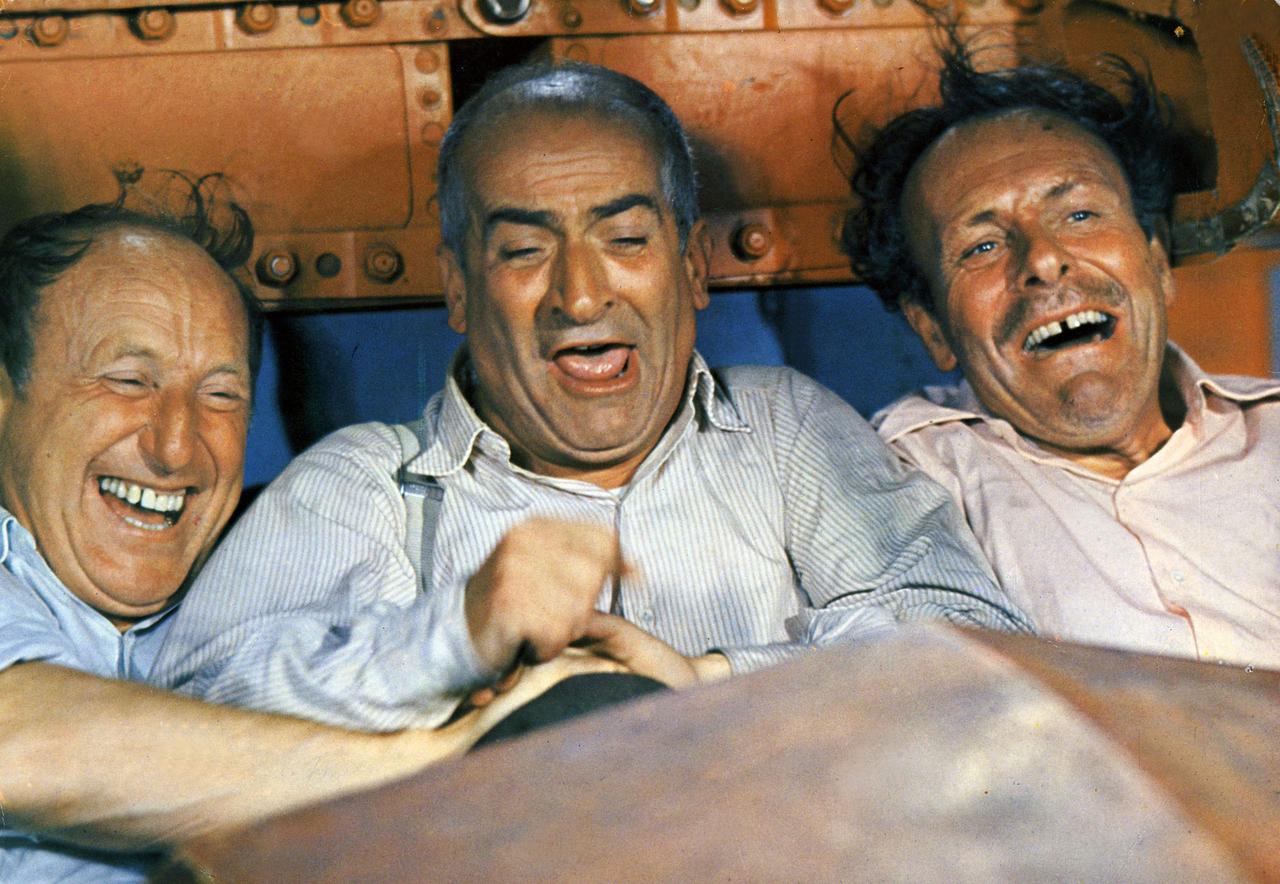 André Bourvil, Louis de Funès et Terry Thomas. [Les Films Corona / Collection ChristopheL/AFP - © Les Films Corona]