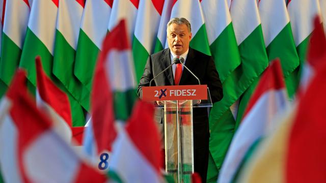 Le Premier ministre sortant Viktor Orban s'exprime lors d'un discours de campagne le 6 avril 2018, à Székesfehérvár (Hongrie). [Bernadett Szabo]