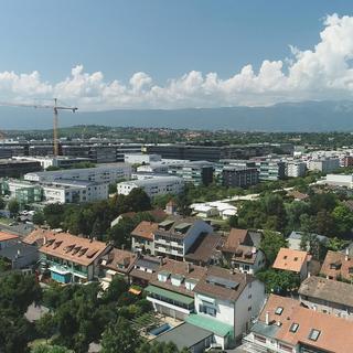Vue aérienne de Plan-les-Ouates, dans le canton de Genève. [RTS]