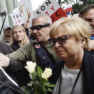 La présidente de la Cour suprême polonaise Malgorzata Gersdorf arrive à son bureau. [Keystone/AP Photo - Czarek Sokolowski]