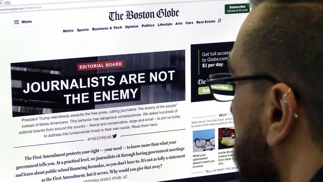 Le Boston Globe a lancé une fronde contre les attaques répétées de Donald Trump. [AP/Keystone - Mark Lennihan]