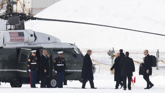 Le président américain Donald Trump à son arrivée à Davos. [Keystone - Gian Ehrenzeller]