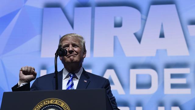 Donald Trump à la convention annuelle de la NRA, à Dalls, ce vendredi 4 mai 2018. [AP - SUSAN WALSH]