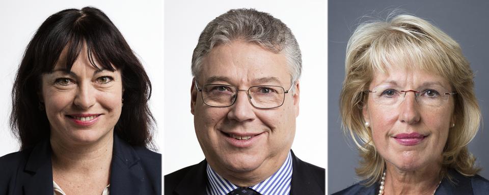 Géraldine Savary (PS/VD), Filippo Lombardi (PDC/TI) et Jacqueline de Quattro (PLR/VD). [Keystone - Gaëtan Bally/Dominic Steinmann]