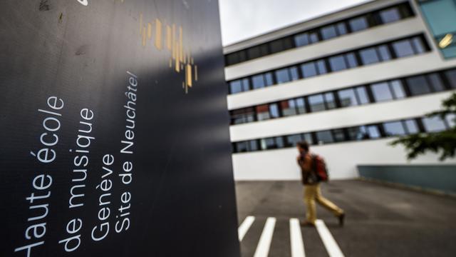 Le bâtiment de l'antenne neuchâteloise de la Haute école de musique (HEM) de Genève. [Keystone - Valentin Flauraud]