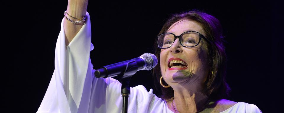 La chanteuse Nana Mouskouri, en concert à Byblos, au Liban en août 2018. [Keystone/EPA - Wael Hamzeh]