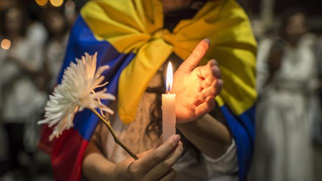 Marche pour la défense de la paix à Bogota, capitale de la Colombie. [RTS - Anouk Henry]