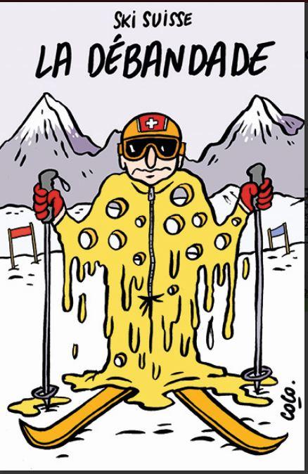 Voilà à quoi ressemble un skieur suisse perdant selon Coco [Coco7Maison du dessin de presse à Morges]