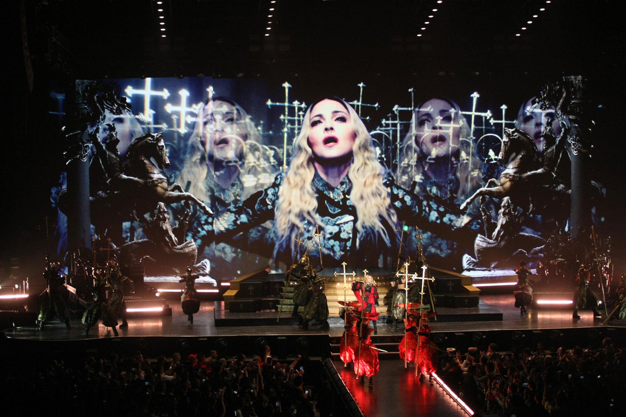 Madonna à Macao lors de son "Rebel Heart World Tour", en février 2016. [Imaginechina - gcmt]