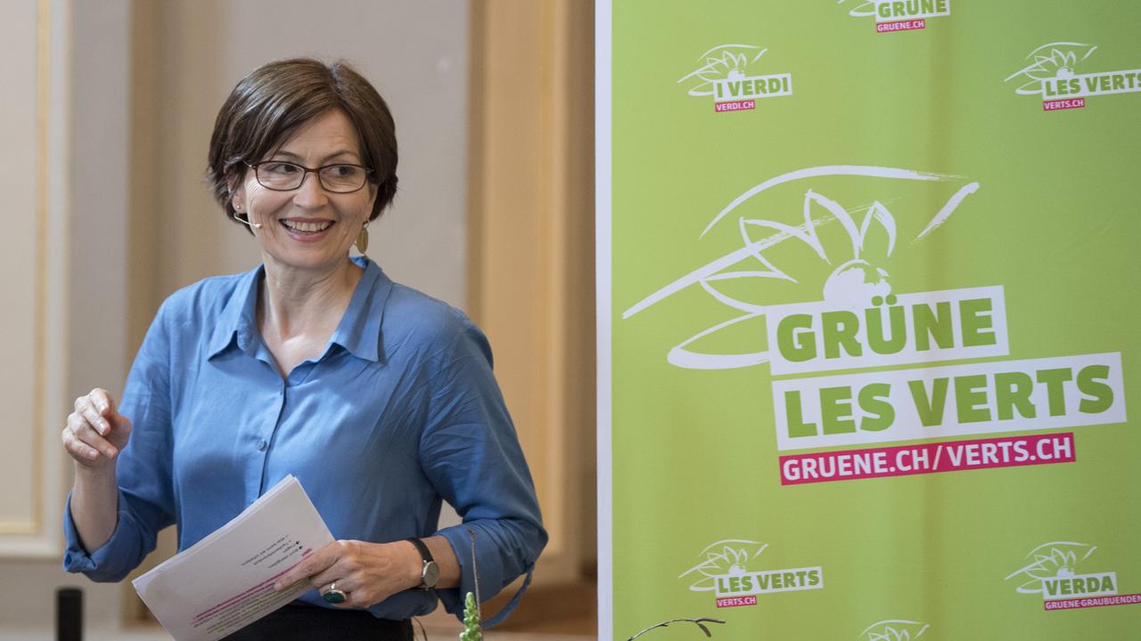 La présidente des Verts, Regula Rytz, affiche les ambitions de son parti pour les élections fédérales en 2019. [Keystone - Peter Schneider]
