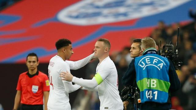 Wayne Rooney, brassard au biceps, a remplacé Jesse Lingard à la 57e minute du match amical contre les Etats-Unis. [Ian KINGTON]