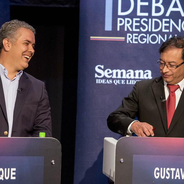 Les candidats à la présidentielle colombienne Ivan Duque et Gustavo Petro. [AFP - Joaquin Sarmiento]