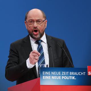 Martin Schulz durant la réunion des délégués du parti. [Keystone - Sascha Steinbach]