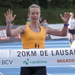Laura Hrebec courra le marathon du 12 août aux championnats d'Eurioe d'athlétisme à Berlin. [Salvatore Di Nolfi]