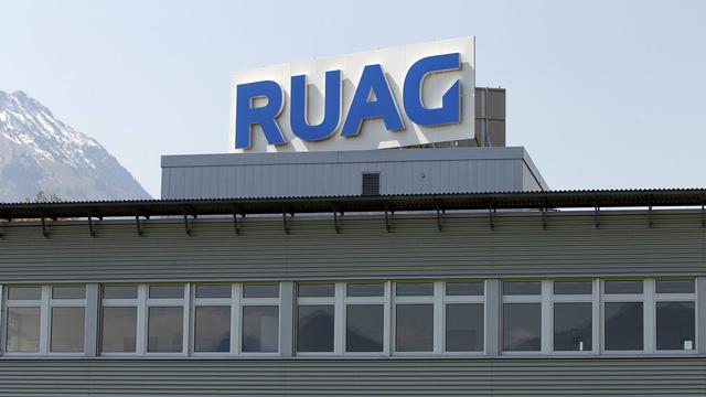 Une enseigne Ruag. [Keystone - Urs Flueeler]