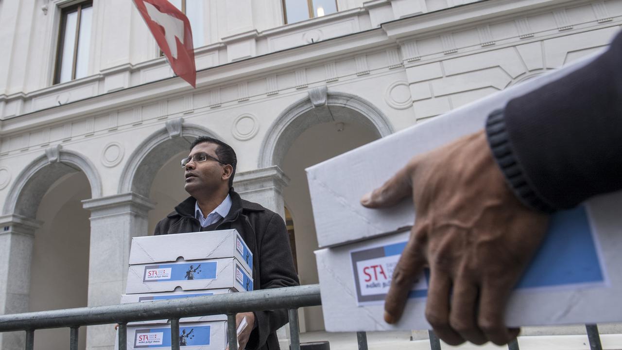 Le procès des leaders des Tigres tamouls en Suisse s'est ouvert début janvier 2018 au Tribunal pénal fédéral de Bellinzone (TI). [Keystone - Alessandro Crinari]