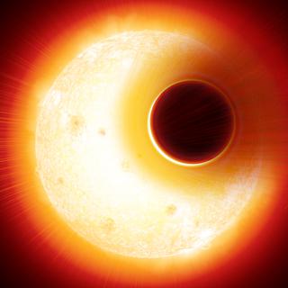 Image d’artiste de l’exoplanète HAT-P-11b avec son atmosphère étendue d’hélium soufflée par l’étoile, une étoile naine orange plus petite, mais plus active, que le Soleil.
Bajram Denis
Unige [Unige - Bajram Denis]