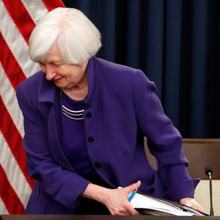 Janet Yellen, la première femme à avoir présidé la Fed, quitte la banque centrale américaine. [Reuters - Jonathan Ernst]