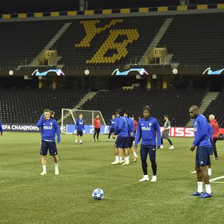 Young Boys en entraînement le 22 octobre, à la veille de leur match contre Valence. [Keystone - Lukas Lehmann]