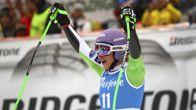 La Slovène Ilka Stuhec remporte le Super-G de Val Gardena. [AP/Keystone - Alessandro Trovati]