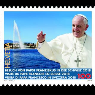 La Poste Suisse s'approprie l'image du pape pour en faire un timbre. [La Poste]