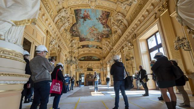 Après trois ans de travaux de rénovation, le Grand Théâtre de Genève sera à nouveau ouvert au public le 12 février 2019. [Keystone - Martial Trezzini]