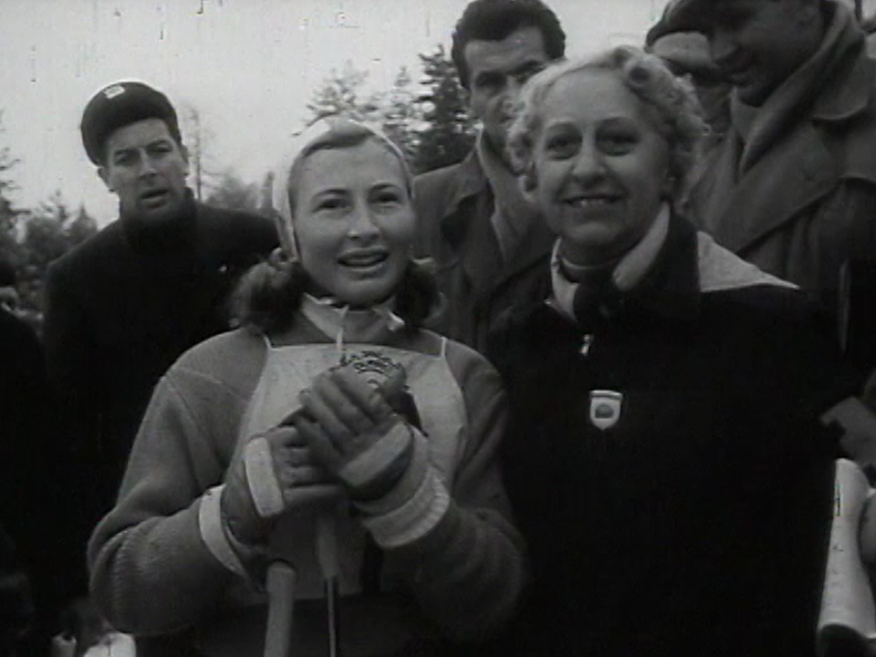 Renée Colliard, médaillée olympique de slalom aux Jeux olympiques de Cortina en 1956. [RTS]