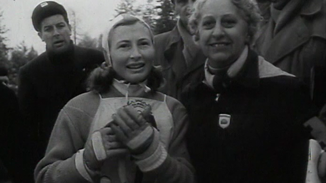 Renée Colliard, médaillée olympique de slalom aux Jeux olympiques de Cortina en 1956. [RTS]