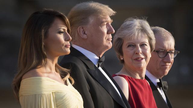 Les époux Trump et May jeudi 12.07.2018 à Blenheim Palace (Londres). [PA/AP/Keystone - Stefan Rousseau]