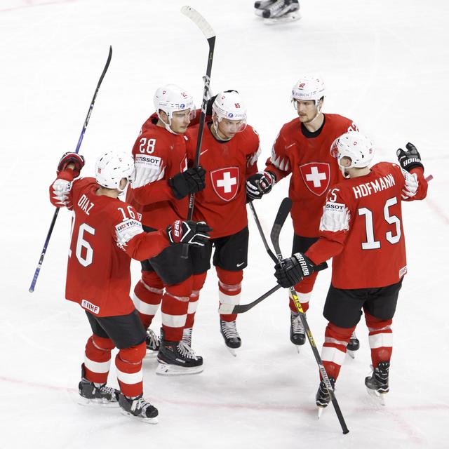 La Suisse bat la Biélorussie 5-2 aux Championnats du monde de hockey 2018. [EPA/Keystone - Salvatore Di Nolfi]