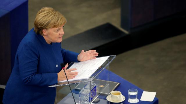 La Chancelière allemande Angela Merkel a fait son discours sur le futur de l'Europe au Parlement européen de Strasbourg. [Vincent Kessler]