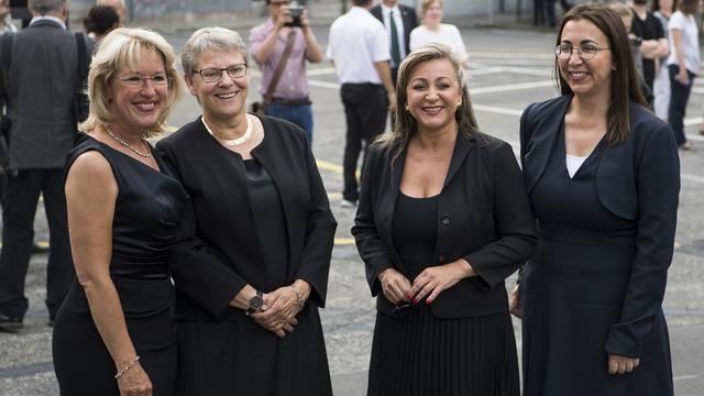 Les quatre conseillères d'Etat vaudoise: Jacqueline de Quattro, Béatrice Métraux, Nuria Gorrite, Cesla Amarelle. [KEYSTONE - Jean-Christophe Bott]