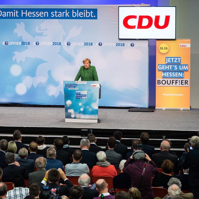 La chancelière allemande Angela Merkel à Hesse. [Keystone - Silas Stein - DPA]