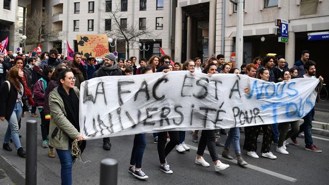 Manif d'étudiants contre une université plus sélective à Marseille, 04.04.2018. [AFP - Bertrand Langlois]