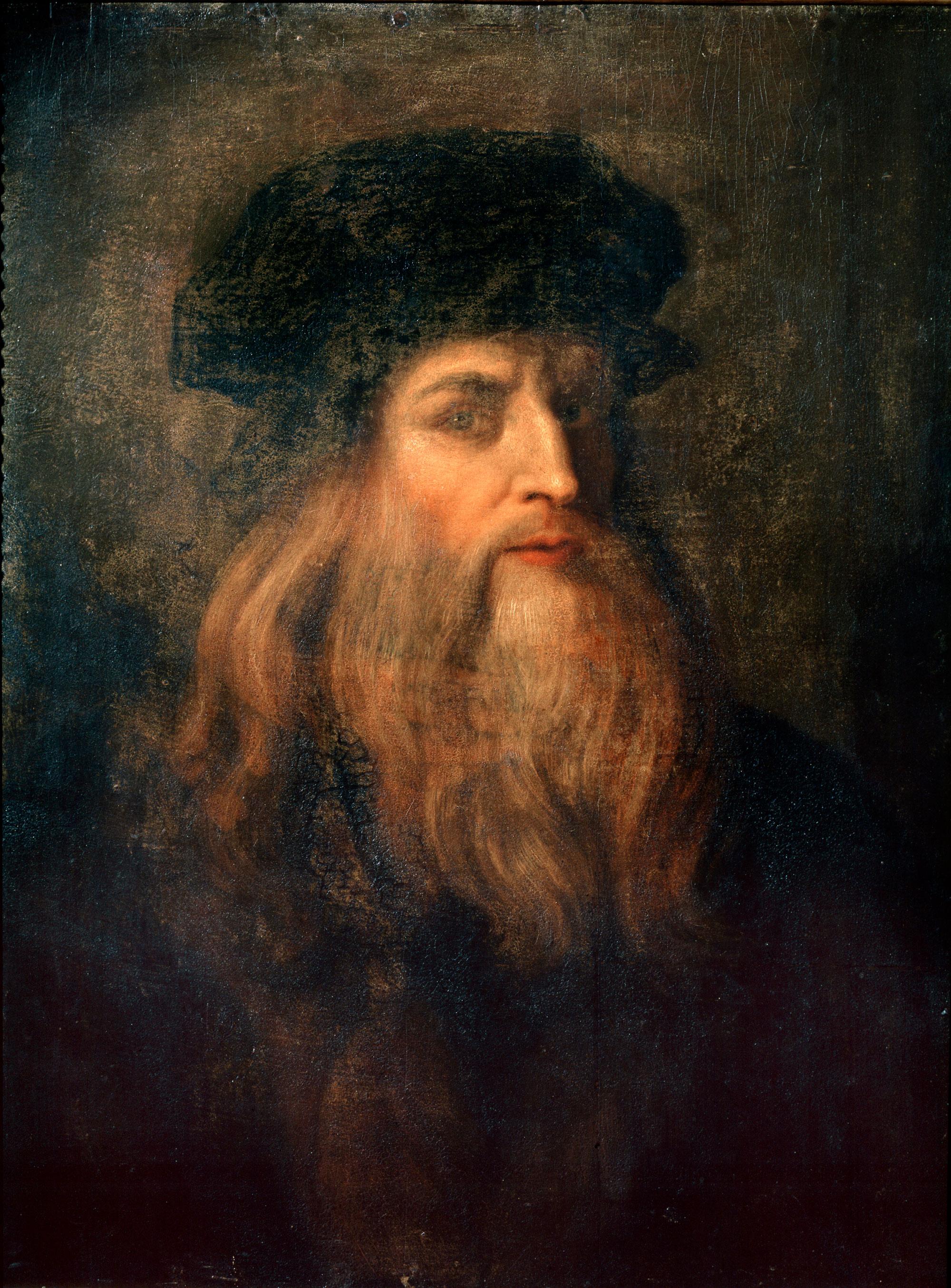 Autoportrait présumé de Léonard de Vinci exposé à la Galerie des Offices, à Florence. [Leemage/AFP - Luisa Ricciarini]