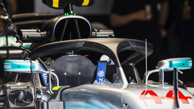 Le halo de la Mercedes du quadruple champion du monde Lewis Hamilton. [Xavier Bonilla]