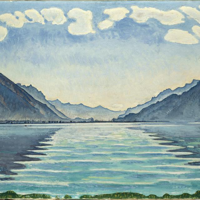 "Le lac de Thoune aux reflets symétriques", une huile sur toile de Ferdinand Hodler peinte en 1905. [Musée Rath/Musée d'art et d'histoire - Bettina Jacot-Descombes]