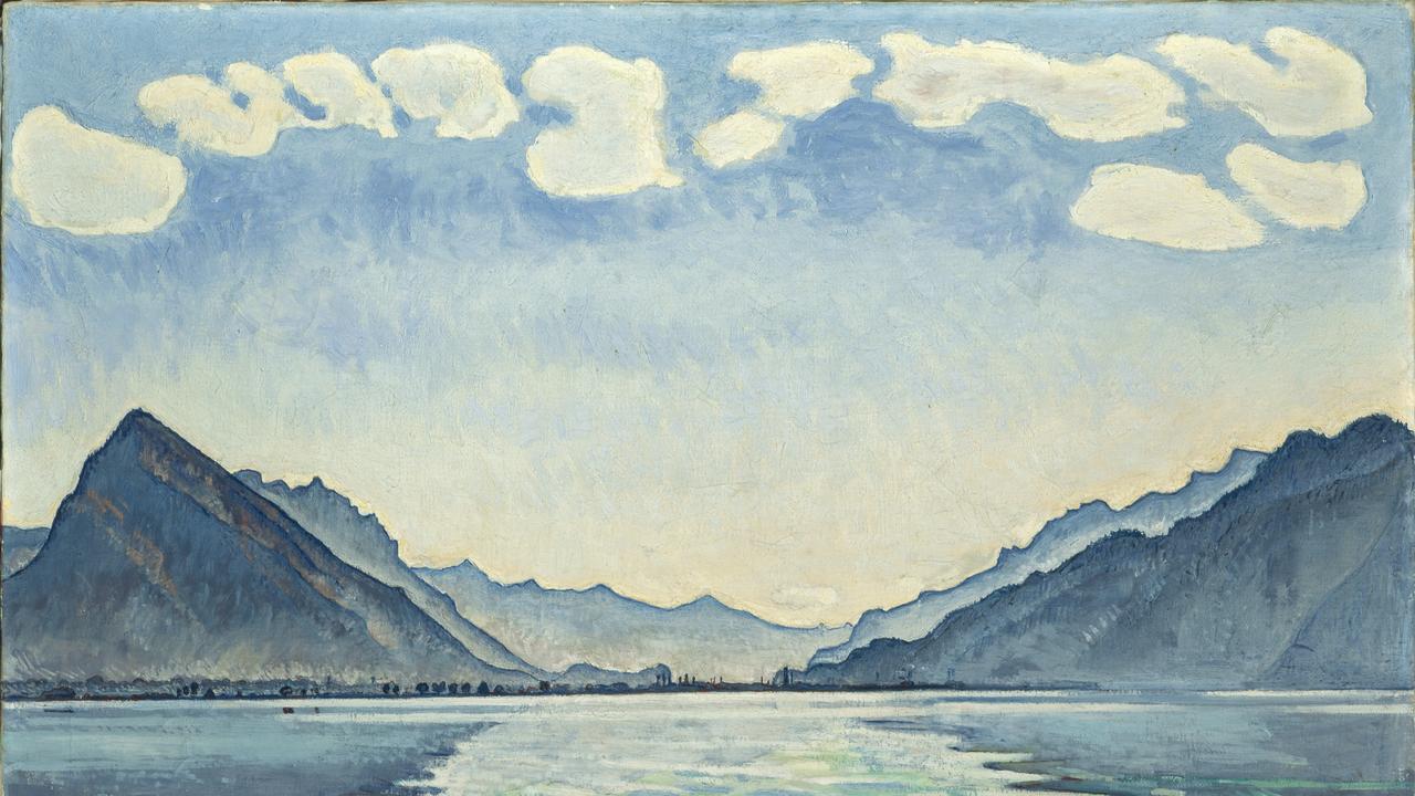 "Le lac de Thoune aux reflets symétriques", une huile sur toile de Ferdinand Hodler peinte en 1905. [Musée Rath/Musée d'art et d'histoire - Bettina Jacot-Descombes]