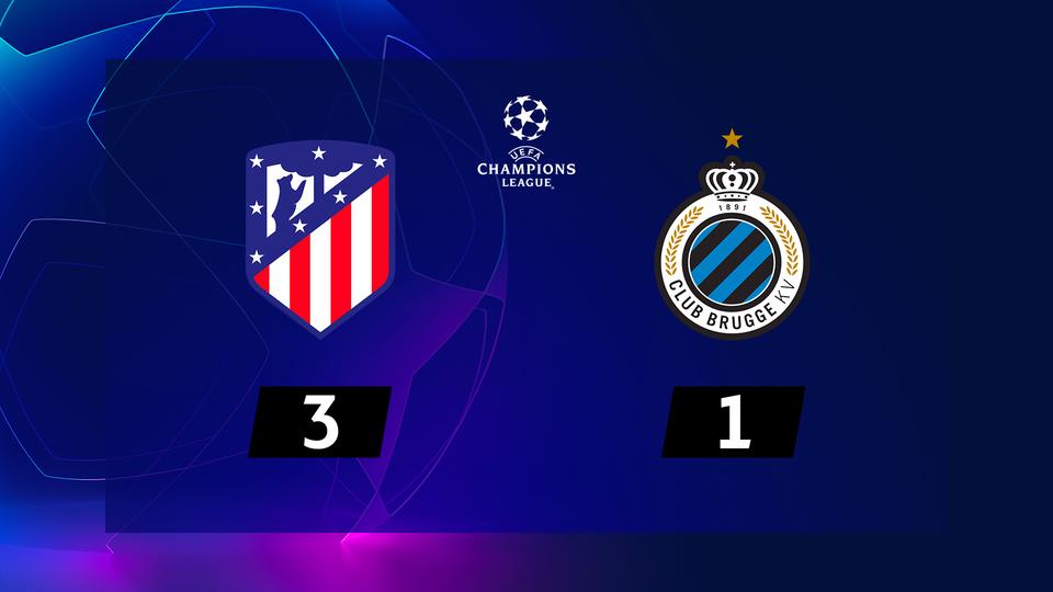 2e journée, Atletico Madrid – Bruges (3-1): l’Atletico s’impose grâce à un doublé de Griezmann