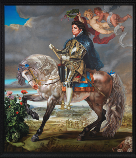 Kehinde Wiley, "Portrait équestre du roi Philippe II (Michael Jackson)", 2010, huile sur toile, Berlin, Olbricht Collection. [National Portrait Gallery - Olbricht Collection]