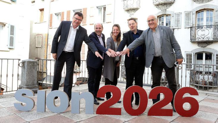 Les représentants de cinq partis politiques soutiennent la candidature Sion 2026. [DR]