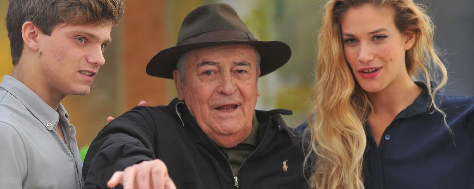 Le réalisateur Bernardo Bertolucci avec les acteurs Jacopo Olmi Antinori et Tea Falco lors de la présentation du film "Io e Te" en 2012 à Rome. [AFP - Tiziana Fabi]