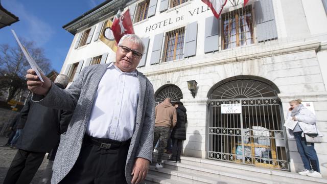 L'autonomiste Marcel Winistoerfer réélu à la mairie de Moutier. [Keystone - Laurent Gillieron]