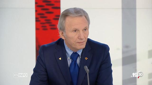 Philippe Morel sur le plateau du 19h30 en février dernier. [RTS]