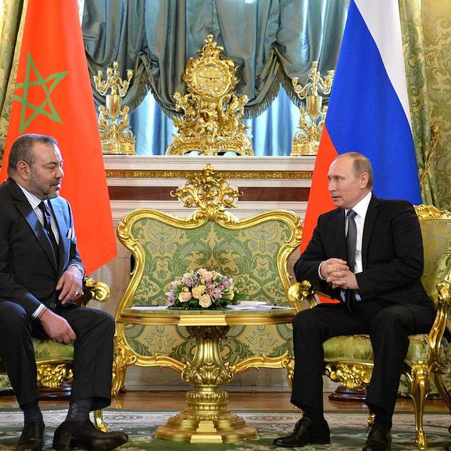 Le roi Mohammed VI avec le Président de la fédération de Russie Vladimir Poutine, en 2016. [kremlin.ru]